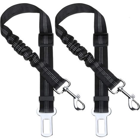 Ceinture de sécurité pour chien - 2 pièces - Ceinture de sécurité pour chien - Ceinture de voiture - Réfléchissante - Amortissante et réglable - Zwart - Pour tous les chiens (1/5)