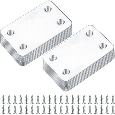20 Pièces Plaques d'assemblage Perforée Plates, Fixation Droits Plats Plaques, Connecteurs Equerre Fixatio Plats, Connecteur Plaques de Raccord - 38x60 mm (Argent) (1/4)