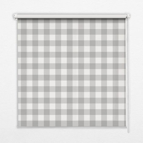 Tenda a Rullo Interna per Finestra - Tenda Filtrante Luce - Tenda Privacy - Tenda Decorativa Rettangolare - Rullo per Interni - (130 cm x 140 cm) - Quadretti grigi (1/5)