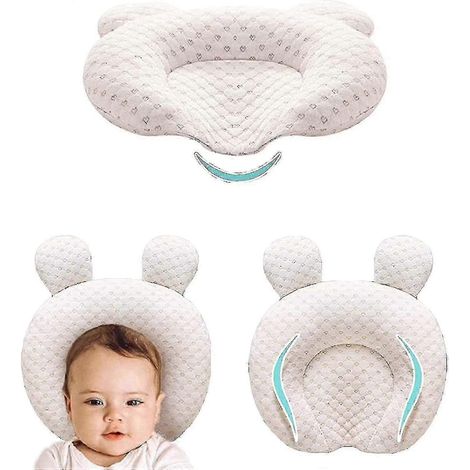 Oreillers de sommeil doux et confortables pour bébés, unisexes, avec oreilles d'ours, pour la forme de la tête et le soutien du nourrisson (1/2)
