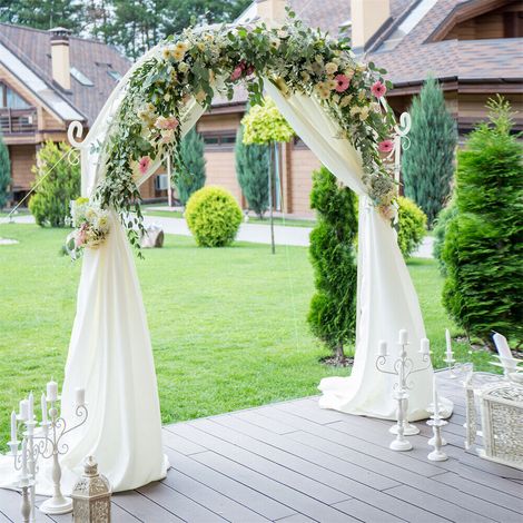 Extra Large Arch Wedding Backdrop Stand Metal Garden Arbor Shelf with Stable Base (1/5)