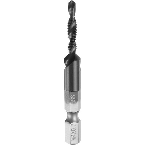 Foret et Taraud Combinés M4 x 0,7 Filetage 1/4" Queue Hex Hss6542 (1/5)