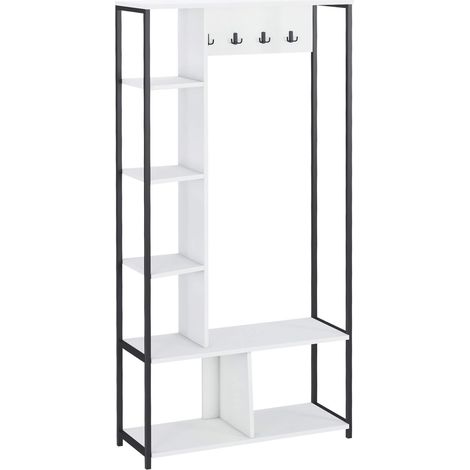 Garde-Robe d'Entrée Rebecca Mobili Caigua 182x90x35 Panneau de particules Acier Blanc Gris Foncé Moderne