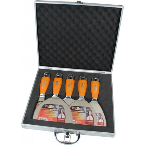 Theard – Mallette de 5 couteaux monoblocs ergonomiques – Lame en acier inoxydable 38-200 mm – Manche antidérapant – Pour coupe précise (1/5)