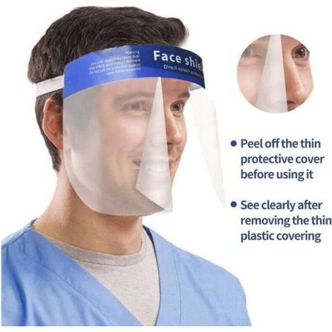 Lot de 10 visières de protection pour le visage, visière résistante, large, ajustable, transparente, anti-buée et anti-éclaboussures (1/5)