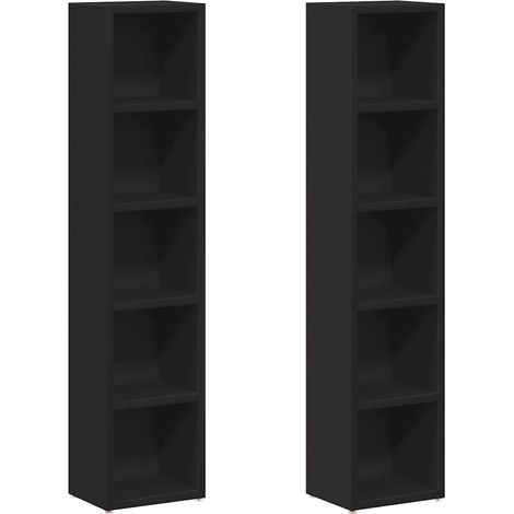 Maison Exclusive - Scaffali Porta CD 2 pz Neri 21x16x93,5 cm Legno Multistrato