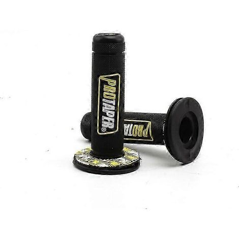 Poignées de guidon Pro Taper pour moto, 15 couleurs, pour dirt bike, pit bike et motocross, 7/8", en caoutchouc gel, protège-mains, coudes et poignets (noir et jaune). (1/5)