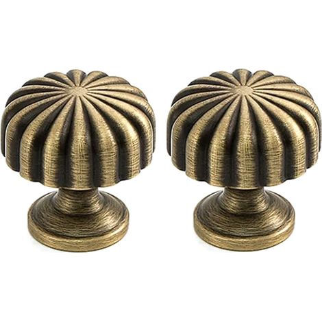 Boutons de meuble vintage en laiton massif forme citrouille, un (1/4)