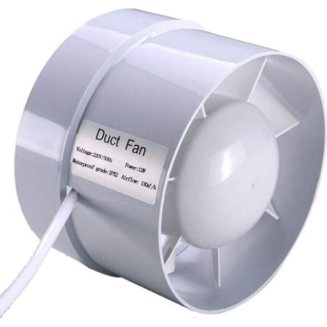 100 mm extracteur d'air silencieux 12W 130m³/h économe en énergie à flux mixte ventilateur de conduit pour bain, évents, serres, tentes (4 inch) (1/4)