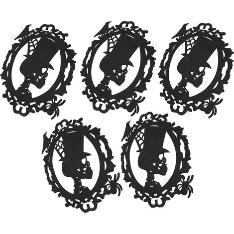 Déco Halloween 5 Pièces Rondes Motif Squelette pour Porte Mur Maison Fête Party Ornement Squelettes Autocollant Mural (1/5)