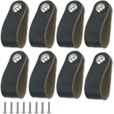 Lot de 8 Boutons et Poignées de Meubles en Cuir, Faciles à Installer pour Portes et Tiroirs (1/5)