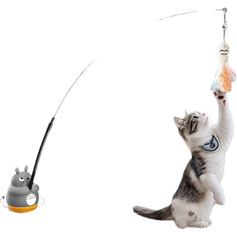 Drachen-Katzenspielzeug – 360° drehbarer Stab für verrückte Katzen – Draht-Fischkopf-Glöckchen – Entspannungsspielzeug für verrückte Katzen – Beruhigendes Katzenspielzeug – 1 Stück