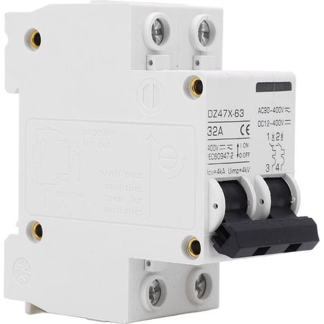 2-poliger Miniatur-DIN-Schienen-Leistungsschalter, Solar, DC 12–400 V, AC 90–400 V, 32 A (1/5)