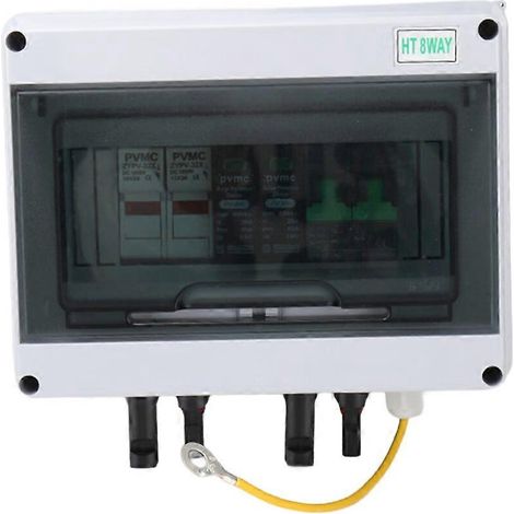 Boîtier de raccordement photovoltaïque avec protection contre la foudre, 1 entrée, 1 sortie CC 600 V, fusible, disjoncteur, parafoudre, boîtier étanche IP65 (1/5)