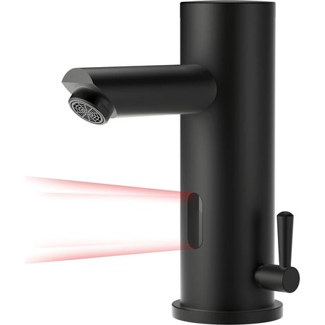 lavabo infrarouge noir, automatique robinet lave main, robinet de salle de bain monocommande pour eau chaude et froide G3/8 (1/5)