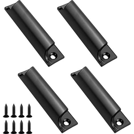 4 Pièces Poignée de Porte de Balcon Extérieure, Poignée en Alliage D'aluminium avec Vis Acier Inoxydable, Ensemble de Poignées Polyvalentes et Sûres, pour Fenêtres Armoires Tiroir Meuble Cuisine, Noir (1/5)