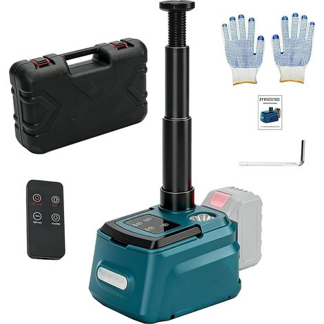 Cric Hydraulique Électrique pour Batterie, 5T Cric Portable sans Fil avec Lumière LED, Hauteur de Levage de 155 à 450mm, pour Voiture, SUV, Camion, Changement de Pneus (B)