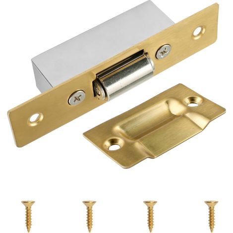 1 lot de loquets à rouleau silencieux, loquet à bille en acier inoxydable avec gâche pour armoire de cuisine, placard, porte de meubles (doré)