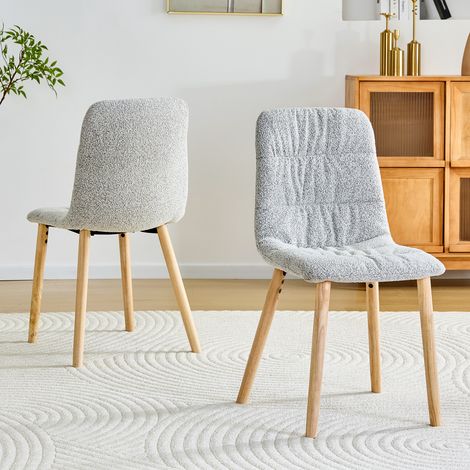 Set di 2 sedie da pranzo in tessuto grigio chiaro, gambe in legno, 44 x 48 x 88 cm DESVIAE (1/5)