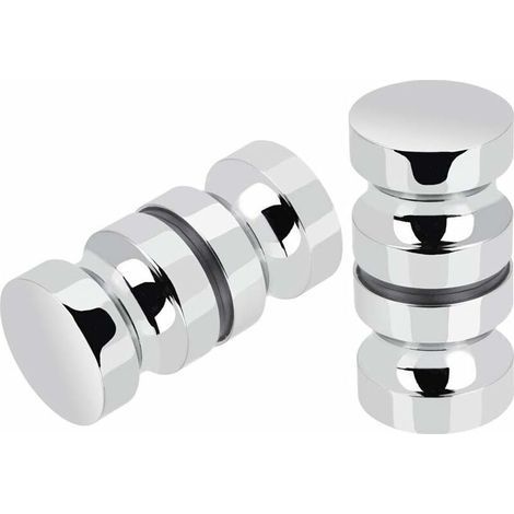 Set of 2 Shower Door Handles, Bath Shower Door Handle, 30mm Replacement Door Handles in Polished Chrome, Durable Stainless Steel Round Glass Door Handle (1/5)