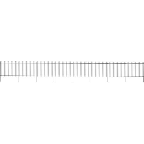 vidaXL Clôture de jardin avec dessus en forme de lance en acier 1426 x 150 cm Noir (1/6)