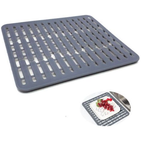 32.5x28.7x1.1cm,gris– Tapis de fond d'évier en silicone ou protège évier - Petit format (1/5)
