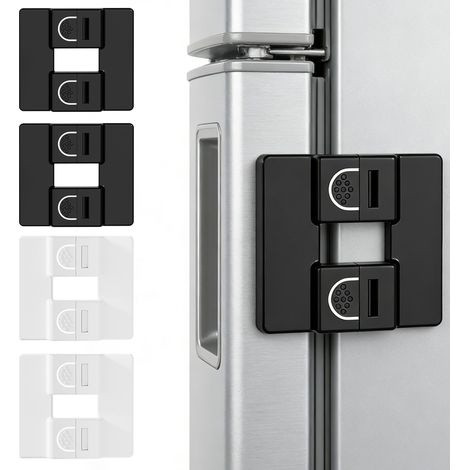 Réfrigérateur Serrure 4 Pièces Verrous d'armoire de Sécurité avec Adhésif Puissant Verrou pour Armoire Double Interrupteur pour Congélateurs, Armoires, Tiroirs, Fenêtres, Noir Blanc (1/5)