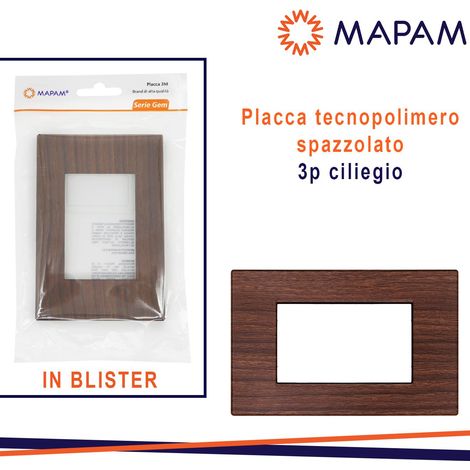 PLACCA TECNOPOLIMERO SPAZZOLATO CILIEGIO T2 3P BLISTER