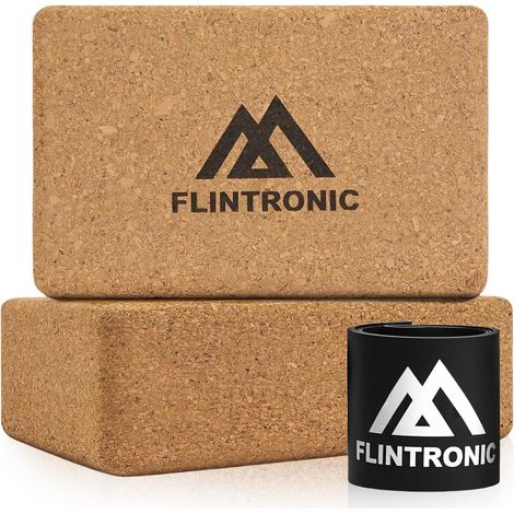 Set of 2 Yoga Blocks, Cork Yoga Bricks, Natural Fitness Foam Bricks, for Pilates, Yoga, Stretching, Fitness Accessories, 22.5 x 14.5 x 7.5 cm (1/5)