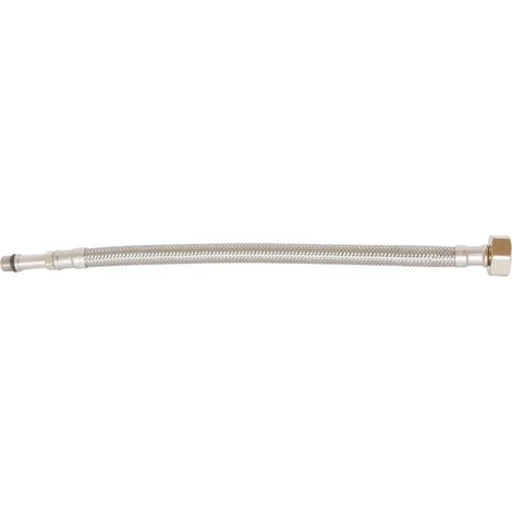 Flexible sanitaire 300mm DN8 - Prolongateur M 10/100 avec écrou tournant 3/8" - Tuyau EPDM tressé acier inox - Raccords laiton nickelé (1/5)