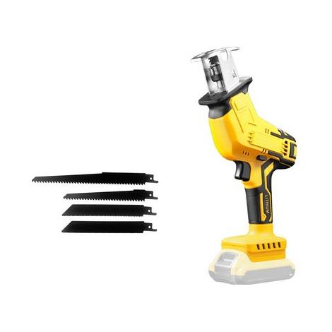 20V Akku-Säbelsäge, kompatibel mit DeWalt-Akkus, ausgestattet mit einem bürstenlosen Motor mit variabler Drehzahl, inklusive 4 Sägeblättern, geeignet zum Schneiden von Holz, Kunststoff und Metall. (1/5)