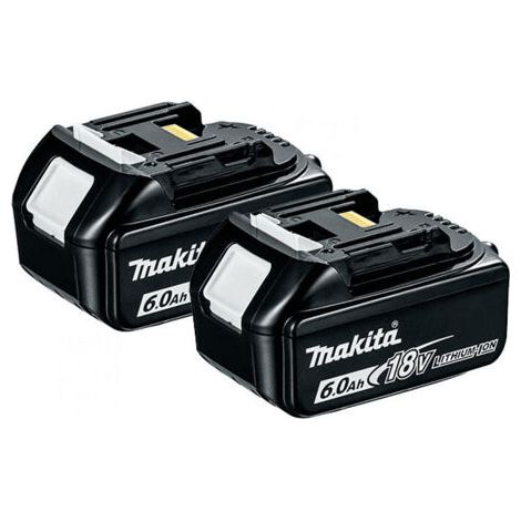 Pack de 2 batteries 18V 6,0Ah 1972934 – Li-Ion pour outils Makita LXT – Charge rapide en 55 min – Indicateur de niveau de charge