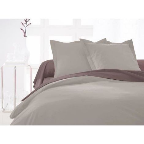 housse de couette 100% coton - 140x200 cm - Mastic (1/3)