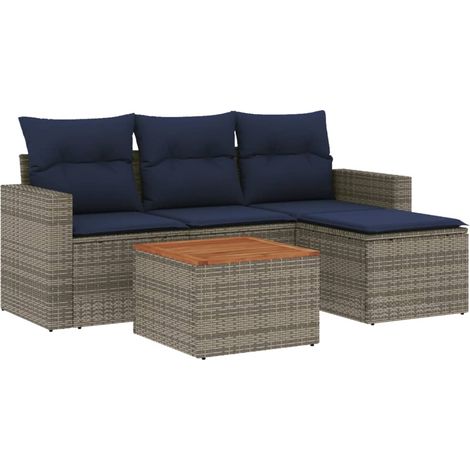 Maison Exclusive - 5-teiliges Gartensofa-Set mit Kissen, grau, Po