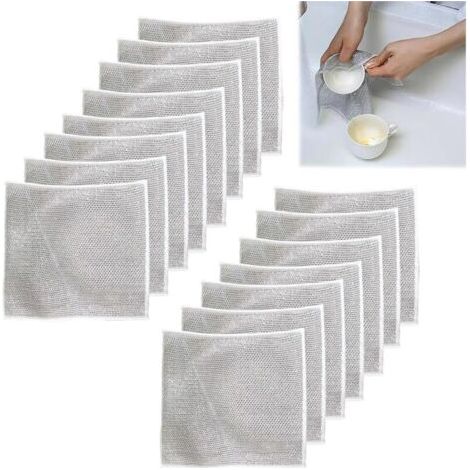 BUNTHAUS Lntyq 15 Pièces Torchon en Fil Métallique, 20x20cm Torchon Multifonctionnel en Fil Métallique Anti-Rayures, Tampons à Récurer Anti-Rayures pour Vaisselle en Fil, Casseroles, Plans de Travail