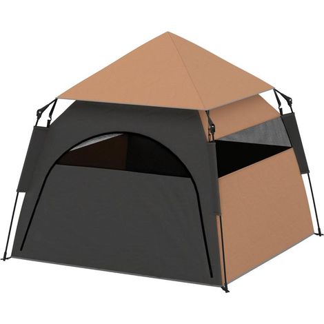 Tente pour animaux, tente pour chien, pliable, résistante aux intempéries, niche pour grands chiens, marron foncé