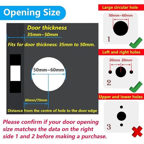 Interior Door Handle Key Lock, Latch Size 60/70 mm (1/3)