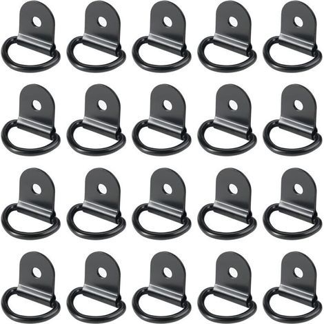 Pack of 20 lashing rings, stainless steel lashing rings, trailer mounting rings, round lashing rings for folding and securing loads in cars (36 x 25 mm, black) (1/4)