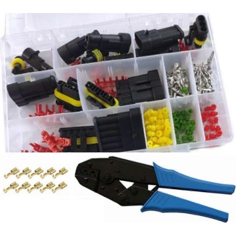 Lot de 214 connecteurs électriques étanches à 1-6 broches pour voiture et moto, avec pince. (1/5)