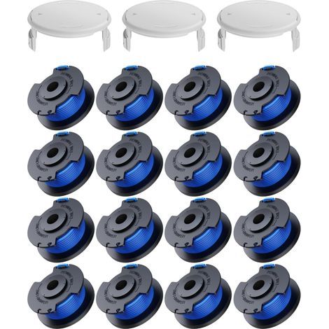 Confezione da 19 bobine di filo di ricambio per decespugliatori Ryobi One+ AC14RL3A 18V, 24V e 40V, diametro bobina 1,6 mm, lunghezza 3,3 m (16 fili, 3 coperture) (1/5)