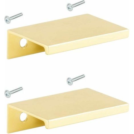 – Poignée de meuble 2x acier doré brossé 116mm – Entraxe 96mm – À visser – Design extra plat pour cuisine et salle de bain (1/2)