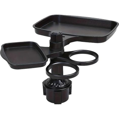 Plateau porte-gobelet amovible 3 en 1 pour voiture - Tablette repas extensible avec base robuste et rotation à 360° pour les voyages (1/5)
