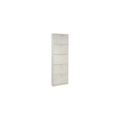 Schuhregal aus Holz mit fünf Klapptüren Weiß OPENKIT 63x18x h190 cm