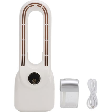 Ventilateur sans pales avec brumisateur intégré, 6 vitesses, silencieux, USB, avec lumières colorées, idéal pour la maison, la chambre ou le bureau. (1/5)