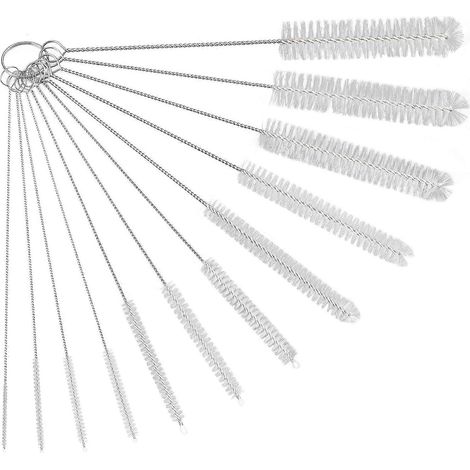 Lot de 12 brosses de nettoyage, brosse de nettoyage pour tubes, bouteilles en verre, biberons, bouilloires et claviers, brosse de nettoyage en nylon pour bouteilles, W (1/5)