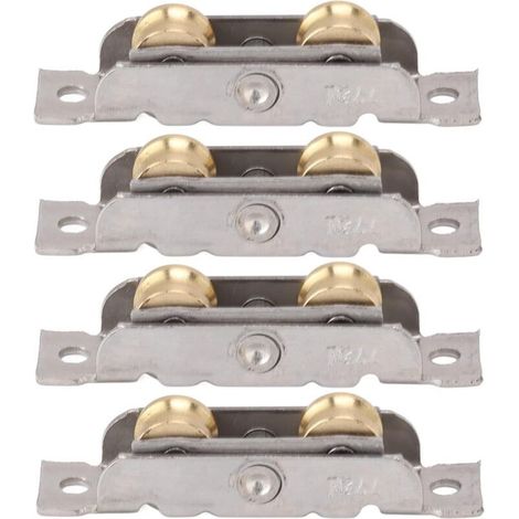 4 Pezzi Set di Rullo del Portello Scorrevole Patio Porta Finestra Ferroviario Accessorio per il Rullo di Ruota, il Vetro, il Rame Vite, Cuscinetto Puleggia Ruota Porta Scorrevole per (1/5)