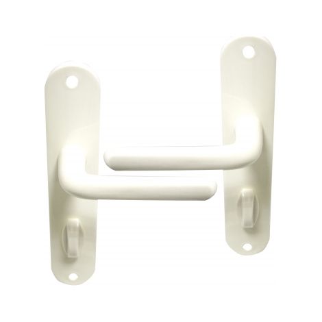 Ouvre&Déco – 2 poignées de porte FLAINE verrou condamnation, Nylon blanc entraxe 165 mm (1/2)