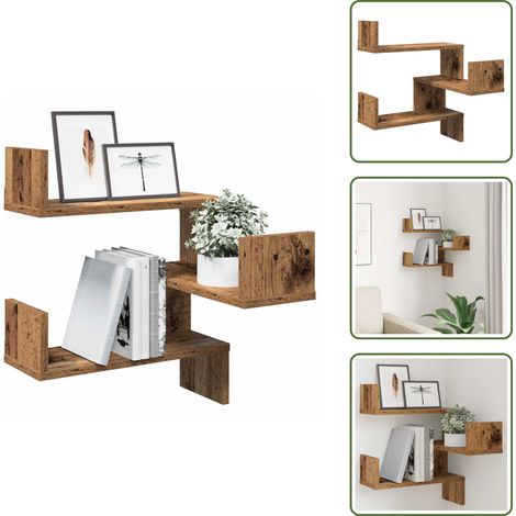Étagère d'angle murale vieux bois 40x40x49,5 cm bois ingénierie - Étagère D'angle Murale - Étagères D'angle Murales - Étagère Murale - Étagère D'angle (1/5)