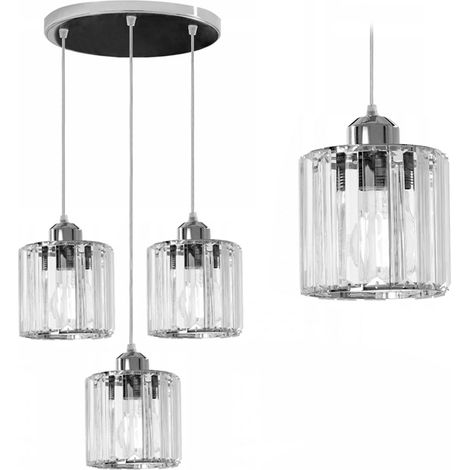LÁMPARA de SUSPENSIÓN APP510-3CPR CRISTAL CROMO 3-PUNTOS de LUZ E27 13X30X12-82CM AJUSTABLE