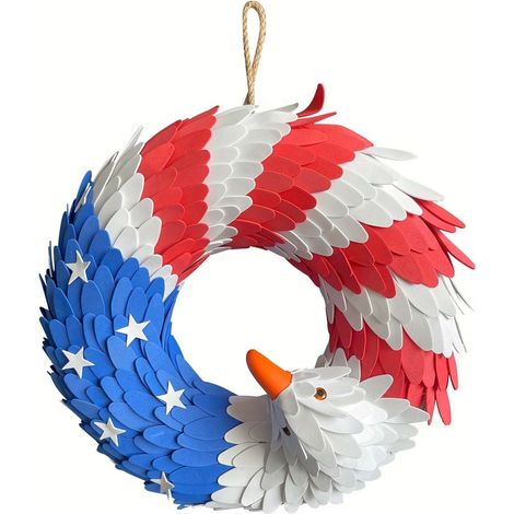 Wreath - Eagle - 3D Patriotic Decoration - For Front Door - Independence Day - 15 Inch (1/5)